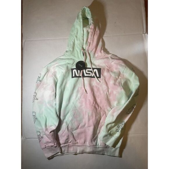 Hyper Space Size M NASA Pullover Hoodie Spaceship Astronaut Pastel Tie Dye NWT - Picture 1 of 8